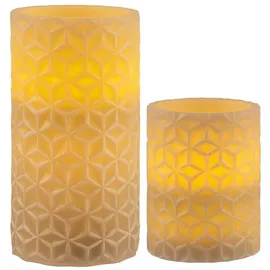 NCC-Licht LED Wachskerzen Cosy Ornament 2 St. grau/weiß