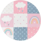 Paco Home Kinderteppich »Eliz 396«, rund, 12 mm Höhe, Spielteppich, Patchwork-Muster, Motiv Regenbogen, Wolke & Herz