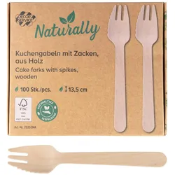 1200x Kuchengabeln mit Zacken aus Holz 13.5cm