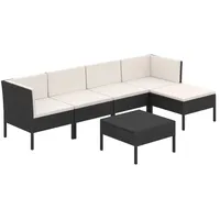 vidaXL Polyrattan Lounge-Set schwarz inkl. Auflagen 3094384