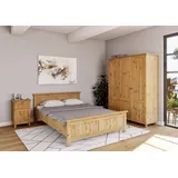 Jugendzimmer-Set HOME AFFAIRE "Juventus" Schlafzimmermöbel-Sets Gr. B/H/T: 337cm x 180cm x 208cm, B/H: 140cm x 200cm, beige (natur) Baby Massivholz, bestehend aus Bett, Kleiderschrank und Nachtkommode