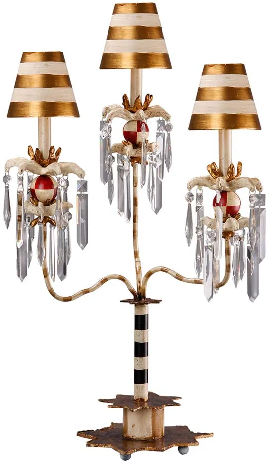 Tischleuchte Beistelllampe Designleuchte Stahl Schwarzweiß Kristalle H 81 cm