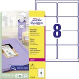 Avery Zweckform L7765-40 Hochglanz-Etiketten (320 Glossy Aufkleber, 99,1x67,7mm auf A4, selbstklebend, bedruckbar, hochglänzendes Papier zur Produktkennzeichnung, für Laser-Drucker) 40 Blatt, weiß