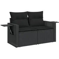 vidaXL Gartensofa 2-Sitzer Loungesofa schwarz