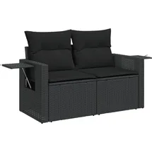 vidaXL Gartensofa 2-Sitzer Loungesofa schwarz