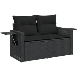 vidaXL Gartensofa 2-Sitzer Loungesofa schwarz