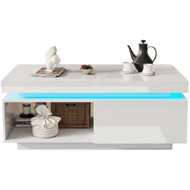 Okwish Couchtisch Weiß Spanplatte 100 x 50 x 40 cm