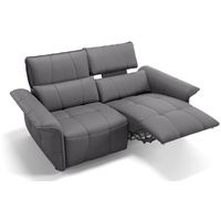 Sofanella 2-Sitzer Leder Adria, Relaxsofa, Designsofa, Designer Couch, Italienisches Sofa, 2er Sofa grau