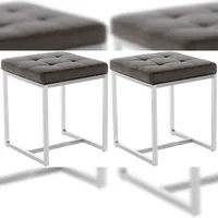 CLP 2er Set Edelstahl-Sitzhocker Barci Kunstleder I Moderne Hocker