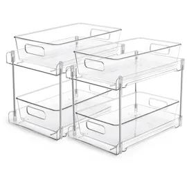 Vtopmart Multifunktionale Spülschrank Organizer, 2 Pack Küchenschrank Organizer, Doppelschicht Unterschrank Organizer für Spüle, Küche, Badezimmer, Schließfach