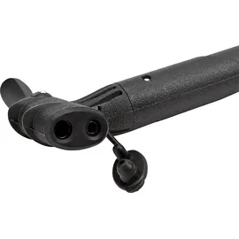 Fischer Fahrrad Luftpumpe für Rahmenbefestigung, mit Duokopf für alle Ventile (AV, DV, SV), Schwarz, Klemmweite einstellbar