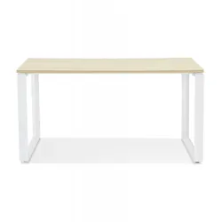 Schreibtisch aus Holz und Metall  Gerader Bürotisch mit geräumiger Arbeitsfläche  Designmöbel im minimalistischen Stil  Kadima Design
