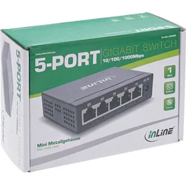 InLine Gigabit Switch 5-Port, 1Gb/s, Desktop, Metallgehäuse, lüfterlos