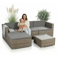 MuCoLa Polyrattan Lounge-Set 5-tlg. grau