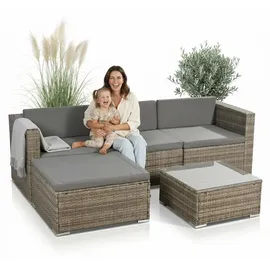 MuCoLa Polyrattan Lounge-Set 5-tlg. grau