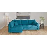 Home Affaire Ecksofa HOME AFFAIRE "CHARRE L-Form mit Ottomane, Maße B/T/H: 231/161/81 cm", blau (türkis), B:231cm H:81cm T:161cm, 92% Polyester, 8% Nylon, Sofas, Ecksofa, feine Steppung, lose Rücken- und Zierkissen, auch in Cord und Bouclé