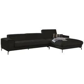 W.Schillig Ecksofa "piedroo, Designsofa mit tollem Sitzkomfort, bequem, L-Form", schwarz (schwarz z59), B:343cm H:70cm T:193cm, Longlife Xtra-Leder Z59: Glattleder mit modischer Prägung.