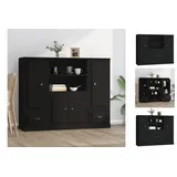 vidaXL Highboards 3 Stk. Schwarz Holzwerkstoff