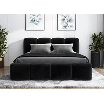 mebloland Polsterbett DONA- OM mit Bettkasten und Lattenrost - 140x200 - Schwarz