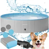 tectake® Swimming Pool, nutzbar als Planschbecken oder Bällebad für Hunde, Faltbare Badewanne, Hundepool, Hundewanne, Aufstellpool, Swimmingpool, Hundebadewanne, Bällebad Hunde - 120cm ⌀