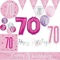 70. Geburtstag Deko pink silber Party Dekoration Set Geburtstagsdeko Jubiläum