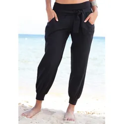 Strandhose, aus Leinen-Mix, Leinenhose, Sommerhose, Strandmode, Gr. 36 - N-Gr, schwarz, , 144905-36 N-Gr