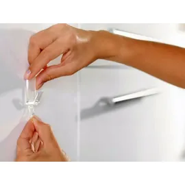 Tesa Powerstrips 2 Deko Haken Transparent mit 4 x Powerstrips Large