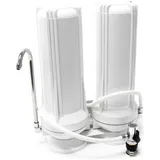 Naturewater TR201 2 Stufen Counter Top Wasserfilter, 0,5 Sedimentfilter, 5 Aktivkohle Block, mit Universaladapter