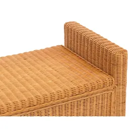 Mendler Aufbewahrungstruhe M92, Truhe Sitzbank Garderobenbank, Kissen Kubu Rattan 88cm ~ honigfarben