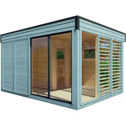 Wolff Finnhaus Saunahaus Paradiso 4x3 (2-Raum) hellgrau -