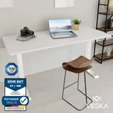 veska Höhenverstellbarer Schreibtisch (140 x 70 cm) - Sitz- & Stehpult - Bürotisch Elektrisch Höhenverstellbar mit Touchscreen & Stahlfüßen - Weiss/Weiss