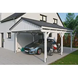 Einzelcarport SKANHOLZ "Fichtelberg", weiß, H: 379cm, Carports, mit Dachlattung