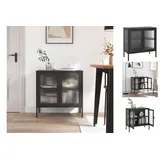 vidaXL Sideboard Schwarz 70x35x70 cm Glas und Stahl