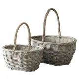 2er-Set Pflanzkorb Rattan Natur 43 und 32 cm Pflanzkorb Blumentopf