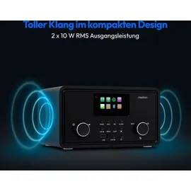 Medion P85027 Internetradio (DAB UKW Radio, Spotify Connect, WLAN, Bluetooth, Streaming, Equalizer, Farbdisplay, USB, AUX, Wecker, Schlummerf... - schwarz