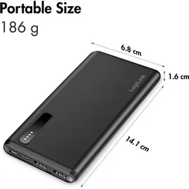 Logilink PA0311 Powerbank 8000 mAh, 2x USB-A, Schwarz
