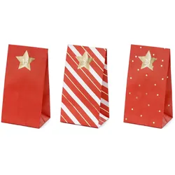 Adventskalender Tüten zum Befüllen 8x6,5x18cm Papier Set Rot