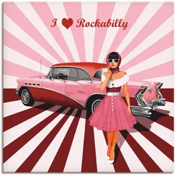 Artland Wandbild »Ich liebe Rockabilly«, Ausstellungsplakate, (1 St.), als Alubild, Outdoorbild, Leinwandbild, Poster, Wandaufkleber Artland Farbe Bild(er): pink