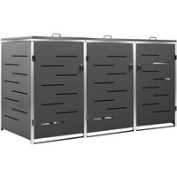 vidaXL Mülltonnenbox für 3 Tonnen Abschließbar Rostfrei Müllbox Mülltonnenverkleidung Mülltonne Müllcontainer Gartenbox 207x77,5x115cm Edelstahl