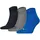 Puma Socken Quarter Plain 3er Pack Blau/Grau 39-42