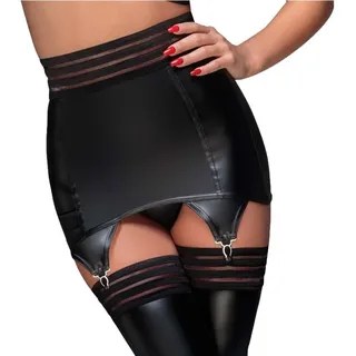 Noir Handmade Strapsgürtel Schwarzer erotischer Damen Dessous wetlook Strapsgürtel mit elastische schwarz XL