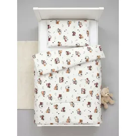 TupTam Kinder Gemusterte Bettdecken Set Ganzjahresdecke Bettdecke Kopfkissen Flachkissen 2tlg., Farbe: Bagger Beige, Größe: 135x100 cm