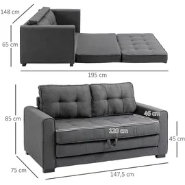 Homcom Schlafsofa 2-Sitzer mit Schlaffunktion 147,5 x 75 x 85 cm