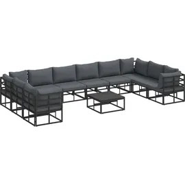 vidaXL Garten-Lounge-Set 11-tlg. schwarz Aluminium