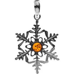 Ketten-Anhänger OSTSEE-SCHMUCK "Ostsee-Schmuck Anhänger Schneeflocke Anhänger Schneeflocke", weiß, Schmuckanhänger, Damen, 34 x 24mm, Silber 925 (Sterlingsilber), 2.1 g