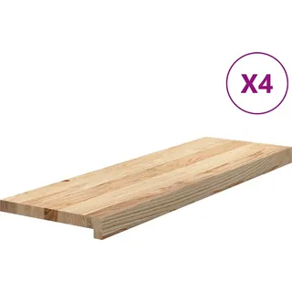 vidaXL Treppenstufen 4 Stk. Unbehandelt 80x25x2 cm Massivholz Eiche, - Braun