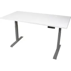 STIER Elektrisch höhenverstellbarer Schreibtisch TSR 120x80cm weiß/silber