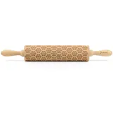Folkroll Motiv-Teigrolle, Natur, Holz, Buche, 6x6x43 cm, nachhaltig, nachwachsender Rohstoff, Backen, Backhelfer, Nudelholz