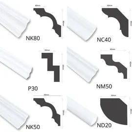 MDEKOR 20 Meter Deckenleisten Styropor XPS Stuckleisten Abschlussleiste Decke Weiss 20 x 20 mm Zierprofile Styroporleisten Deckenleisten Zierleisten Sparpaket ND20