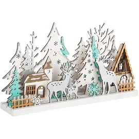 Spetebo Winterlandschaft 30 cm beleuchtet 15 LED warmweiß